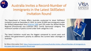 Australia’s latest SkillSelect round of invitation for skilled migrants