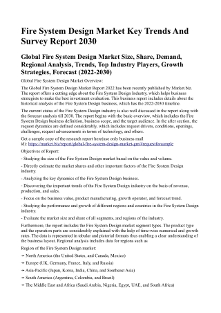 Fire System Design Market Key Trends And Survey Report 2030