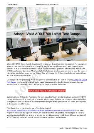 Adobe - Valid AD0-E709 Latest Test Dumps