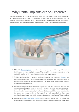 Why Dental Implants Are so Expensive