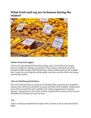 What Fruit and veg are in Season during the winter