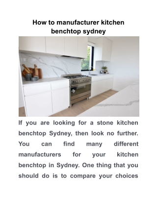 How to manufacturer kitchen benchtop sydney