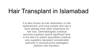 Hair Transplant in Islamabad