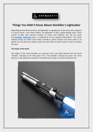 Things You Didn't Know About Starkiller's Lightsaber