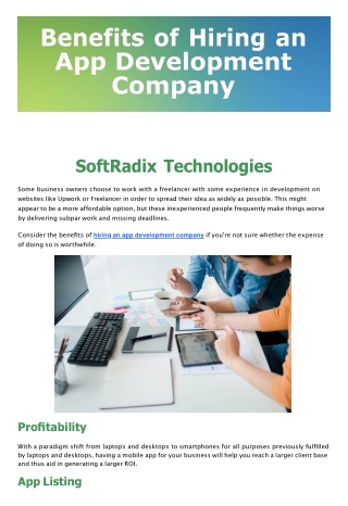 Hiring an App Development Company | SoftRadix