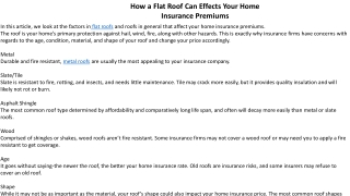 How a Flat Roof Can Effects Your Home Insurance Premiums