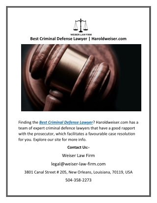 Best Criminal Defense Lawyer | Haroldweiser.com