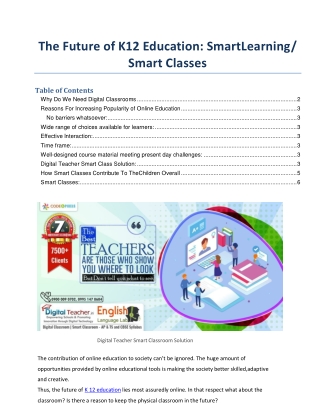 The Future of K12 Education Smart Learning Smart Classes