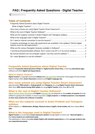 Frequently Asked Questions -Digital Teacher