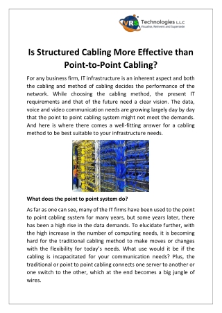 Is Structured Cabling More Effective than Point-to-Point Cabling