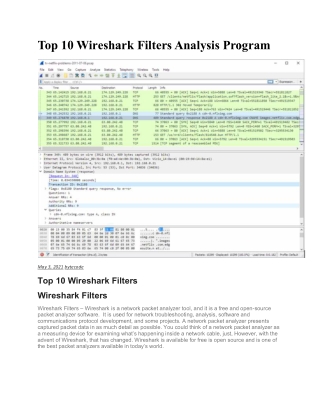 Top 10 Wireshark Filters Analysis Program
