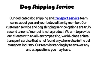 Dog Shipping Service - Jetset Pets