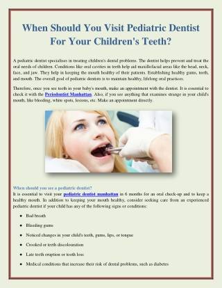 When Should You Visit Pediatric Dentist For Your Children's Teeth?