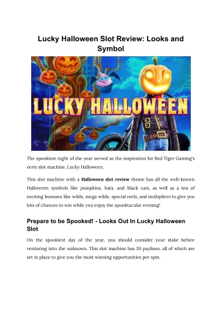 Lucky Halloween Slot Review