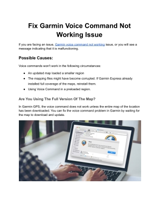 Fix Garmin Voice Command Not Working Issue