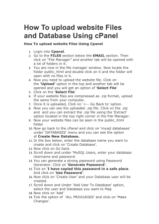 How To upload website Files and Database Using cPanel