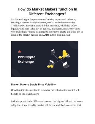 Market Makers Stable Price Volatility