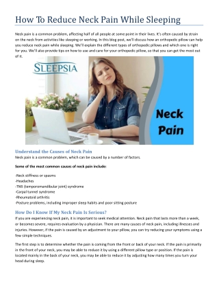 How To Reduce Neck Pain While Sleeping