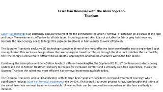 Laser Hair Removal with The Alma Soprano Titanium