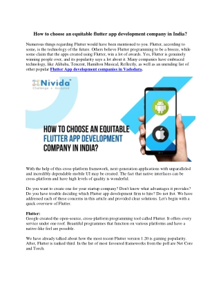 How to choose an equitable flutter app development company in India?