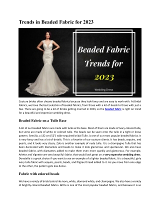 Trends in Beaded Fabric for 2023