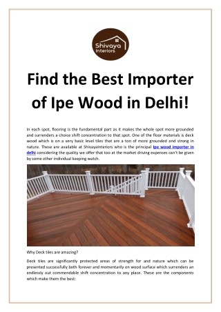 Find the Best Importer of Ipe Wood in Delhi