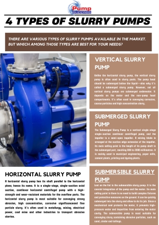 4 Types of Slurry Pumps