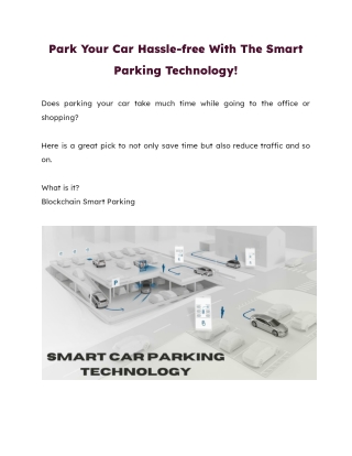 Park Your Car Hassle-free With The Smart Parking Technology