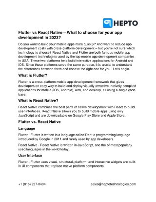 Flutter vs React Native - Hepto