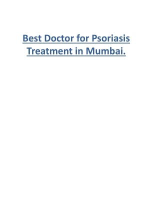 Best Doctor for Psoriasis Treatment in Mumbai.