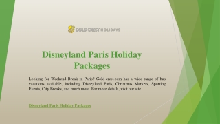 Disneyland Paris Holiday Packages | Gold-crest.com