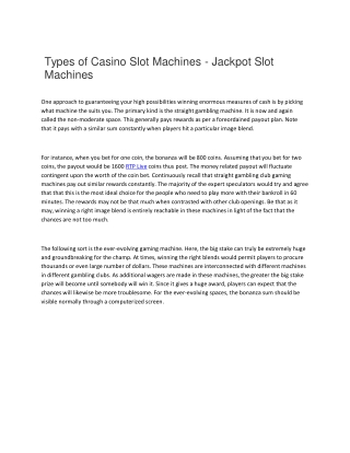 Types of Casino Slot Machines