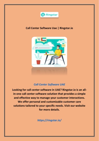 Call Center Software Uae | Ringstar.io