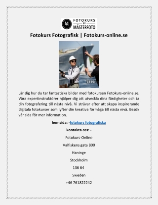 Fotokurs Fotografisk | Fotokurs-online.se