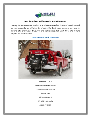 Best Snow Removal Services in North Vancouver