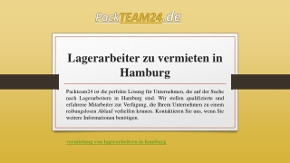 Lagerarbeiter zu vermieten in Hamburg | Packteam24.de