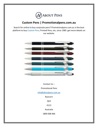 Custom Pens  Promotionalpens.com.au