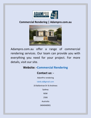 Commercial Rendering | Adampro.com.au