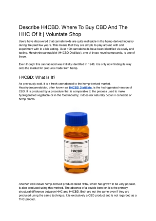 Describe H4CBD. Where To Buy CBD And The HHC Of It _ Voluntate Shop