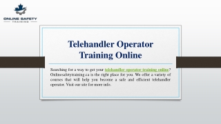 Telehandler Operator Training Online | Onlinesafetytraining.ca