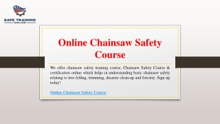Online Chainsaw Safety Course  Safetraining.com