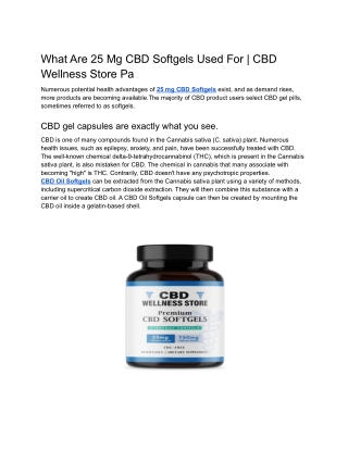 What Are 25 Mg CBD Softgels Used For _ CBD Wellness Store Pa