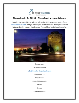 Thessaloniki To Nikiti  Transfer-thessaloniki.com