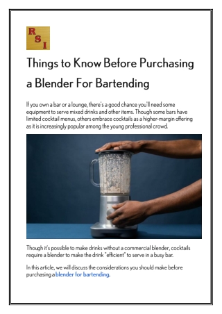 Things to Know Before Purchasing a Blender For Bartending