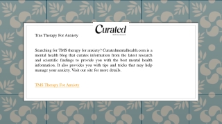 Tms Therapy For Anxiety  Curatedmentalhealth.com