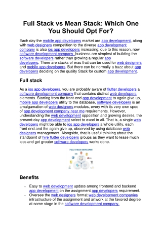 Full Stack vs Mean Stack Which One You Should Opt For