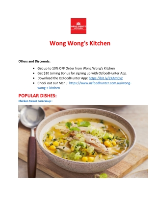 Upto 10% Offer Wong Wong's Kitchen Rochedale South - Order Now