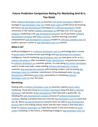 Future Prediction Comparison Rating For Marketing And AI Is Too Good