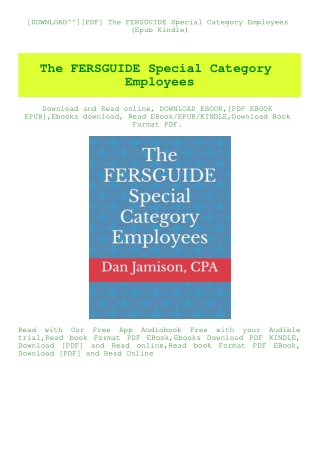 [DOWNLOAD^^][PDF] The FERSGUIDE Special Category Employees (Epub Kindle)