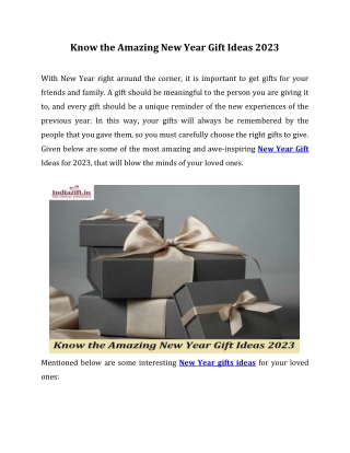 Know the Amazing New Year Gift Ideas 2023